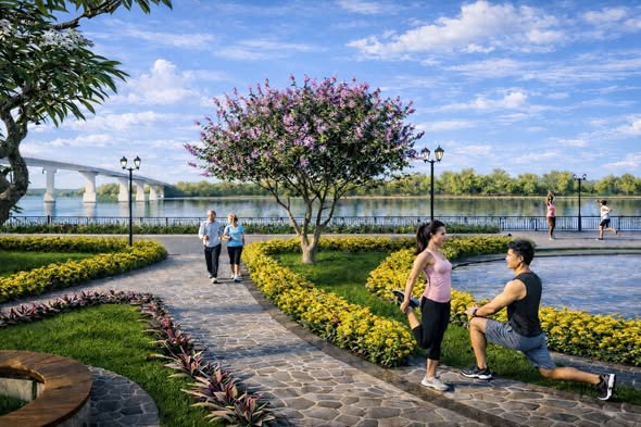 Không gian dạo bộ ven sông tại An Phước Sài Gòn – nơi cư dân có thể tận hưởng nhịp sống trong lành và thư thái