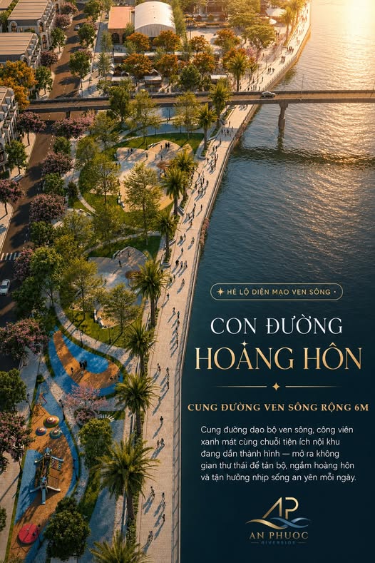 Phối cảnh Con Đường Hoàng Hôn – cung đường dạo bộ ven sông tại An Phước Sài Gòn